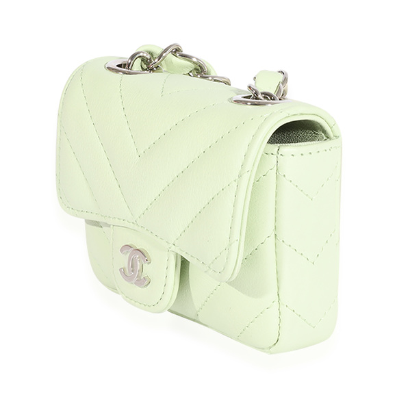 Chanel Light Green Chevron Quilted Flap Belt Bag - Picture 4 of 7